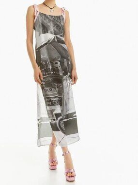 Basic Pleasure Mode Bowtie City Print Dress